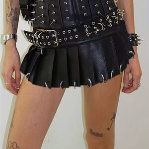 Black PU faux leather micro skirt